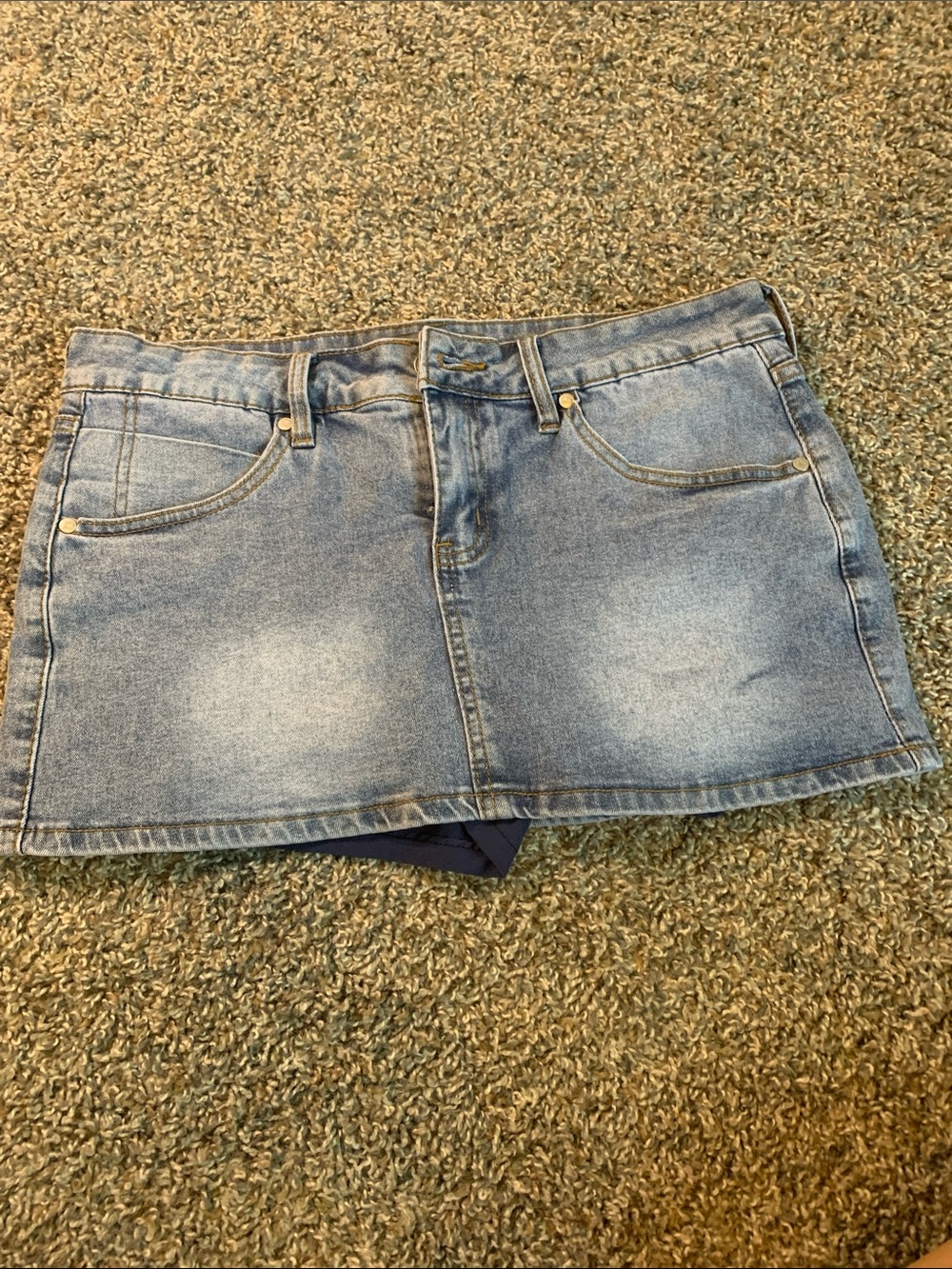 Classic Light Blue Denim Mini Skort (built in shorts)